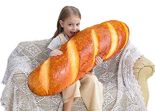 Wepop 40 in 3D Simulation Bread Shape Pillow Soft Lumbar Baguette Back Cushion Funny Food Plush Stuffed Toy