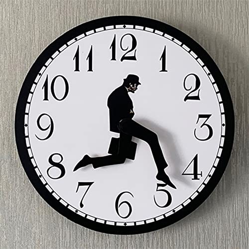 LNGODEHO British Comedy Inspired Ministry Wall Clock, Silly Silent Walk Precise Sweeping Movement Watch Pin, Funny Fashion Home Accessory for Bedroom Decor (Black)