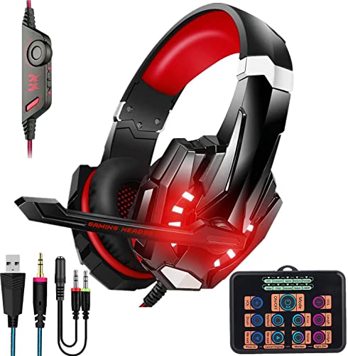 Voice Changer Gaming Headset with Mic for Xbox One,PC,PS4,Over-Ear Headphones with Volume Control LED Light Cool Style Stereo,Noise Reduction for Phone/PS4/Xbox/Switch/IPad/Computer/Kids