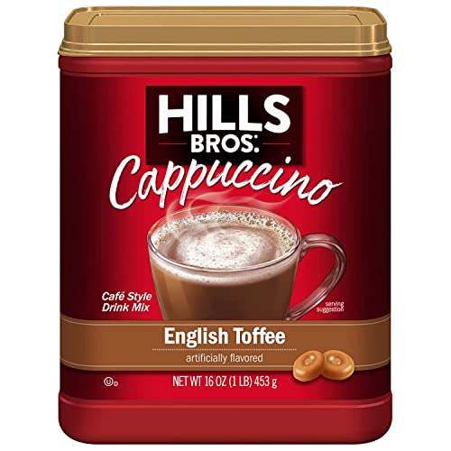 Hills Bros. Instant Cappuccino Mix - Easy to Use and Convenient - Frothy and Decadent with a Buttery English Toffee Flavor (16 Ounces, Pack of 1)