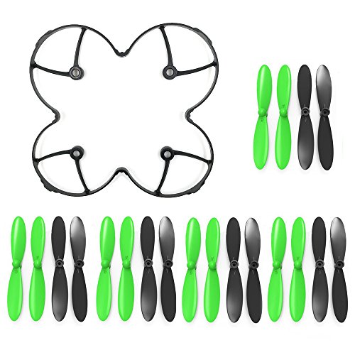 AFUNTA Propeller Blades Protection Guard Cover and Props 5X Sets Compatible X4 H107C H107D Quadcopter-Black/Green