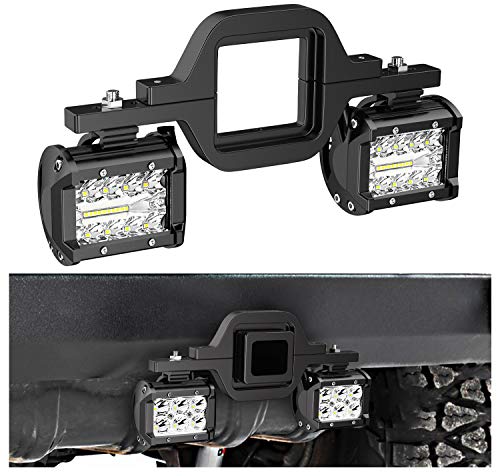 Nilight 2 Pcs 4 Inch 60W Led Pods with 2 Inch Tow Hitch Mounting Brackets Backup Reverse Lights Rear Light Bar for Pickup ATV SUV Truck Trailer Boat