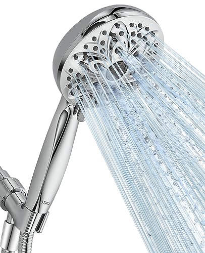 JDO Shower Head with Handheld, High Pressure Handheld Shower Head 6 Settings, Detachable Shower Head Set with Stainless Steel Hose and Shower Bracket (Chrome)