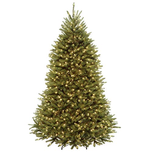 National Tree Company Pre-Lit Artificial Full Christmas Tree, Green, Dunhill Fir, Dual Color LED Lights, Includes Stand, 7.5 Feet, Dual Colored Lights