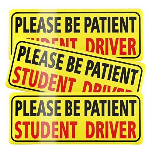 JUSTTOP 3pcs Magnet for Car, Please Be Patient Student Driver, New Drivers Sticker Safety Warning, Magnetic Reflective Rookie Driver Bumper Sticker (Black&Red)