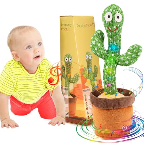 Emoin Dancing Cactus Baby Toys 6 to 12 Months, Talking Cactus Toys Repeats What You Say Baby Boy Toys, Dancing Cactus Mimicking Toy with LED English Sing Talking Musical Toys