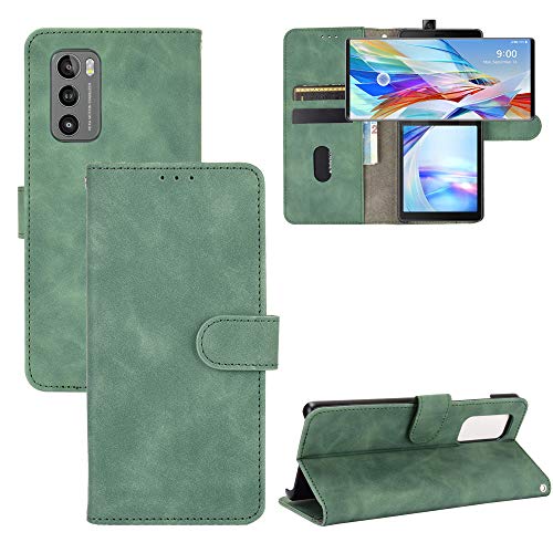 DAMONDY for LG Wing Wallet Case,LG Wing 5G Case,Premium PU Leather Flip Folio Case Card Slot,Stand Holder Magnetic Closure TPU Shockproof Case for LG Wing -Green