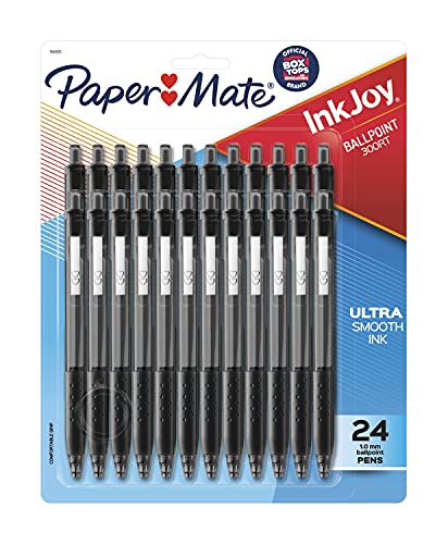 Paper Mate InkJoy 300RT Retractable Ballpoint Pens, Medium Point (1.0mm), Black, 24 Count
