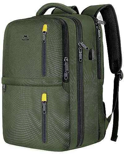 MATEIN Carry on Backpack, Extra Large 40L Travel Backpacks Airplane Approved Weekender Bag for Men and Women, Water Resistant Overnight Luggage Daypack Business Suitcase Anti-Theft Duffel Bag, Green
