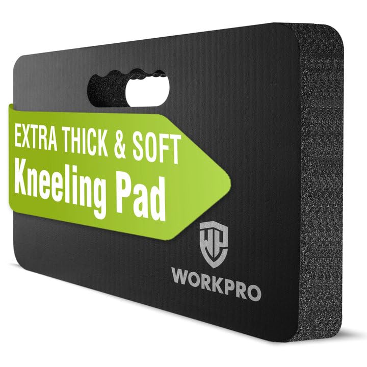 WORKPRO Extra Thick Kneeling Pad, Soft Foam Cushioning for Knee, Large Foam Kneeler Mat for Gardening, Bathing Baby, Workout Supplies, 17.5 x 11 x 1.5 in, Black