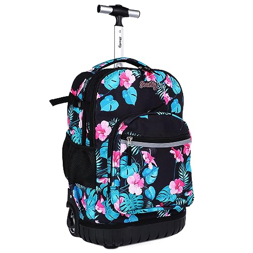 seastig Rolling Backpack 18in Wheeled Backpack Roller Backpack Carry-on Bag Laptop Backpack for Adults Kids School Trip