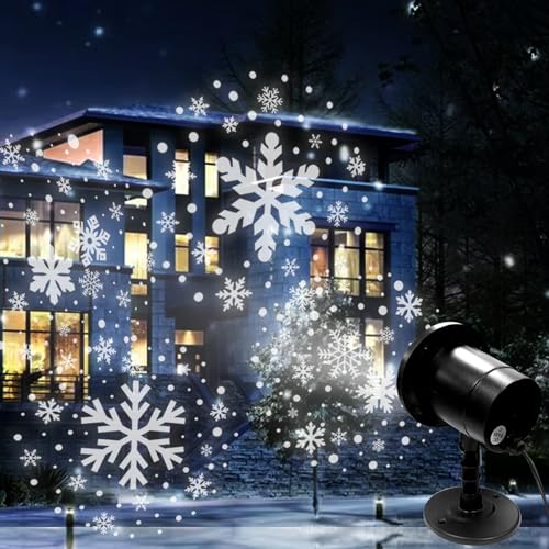 Christmas Projector Lights Outdoor, Christmas Snowflake Projector Lights, Waterproof Projector Decorating Stage Light, Indoor Outdoor Snowfall Holiday Party Garden Landscape