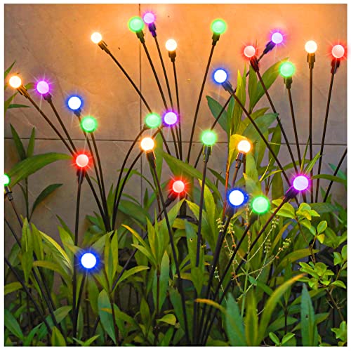 TONULAX Solar Garden Lights, Starburst Swaying Light - Swaying When Wind Blows, Solar Lights Outdoor Decorative, Color Changing RGB Light for Yard Patio Pathway Decoration(2 Pack)