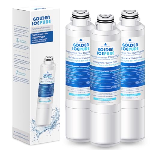 GOLDEN ICEPURE DA29-00020B Refrigerator Water Filter, Replacement for Samsung Water Filter HAF-CIN/EXP RF28HFEDBSR, RF263BEAESR, RF4287HARS,RF4267HARS,DA97-08006A 3PACK