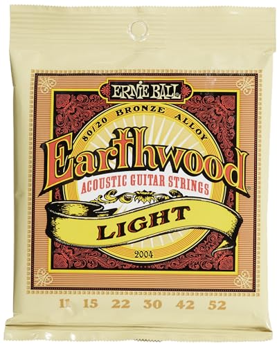 Ernie Ball Earthwood Light 80/20 Bronze Acoustic Guitar Strings, 11-52 Gauge (P02004)