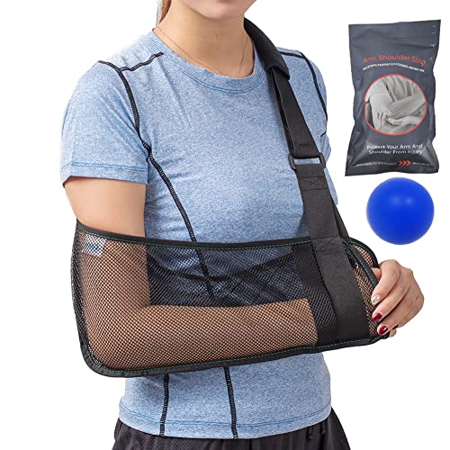 Mesh Arm Shoulder Sling - Medical Shoulder Immobilizer for Shower - Adjustable Arm Brace for Torn Rotator Cuff Injury - Right Left Arm for Men Women - Shower Sling for Elbow, Wrist