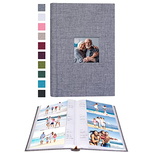 Mublalbum Photo Album 4x6 300 Photos Linen Cover with Memo Areas Photobook Pictures Book for Wedding Family Baby Vacation (Gray)