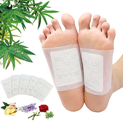 100Pads Foot Pads | Natural Bamboo Vinegar Ginger Powder Foot Pads | Deep Cleansing Foot Paches for Stress Relief, Better Sleep Suitable for Travel or Home Use