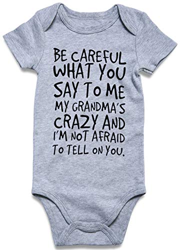 UNICOMIDEA Toddler Short Sleeve Jumpsuit, Infant Baby Bodysuit Cute Letter Rompers of Be Careful What You Say,Funny Romper Clothes for 0-3 Months