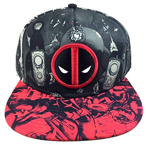 Deadpool Allover Print Snapback Hat Cap New Marvel Comics Grey