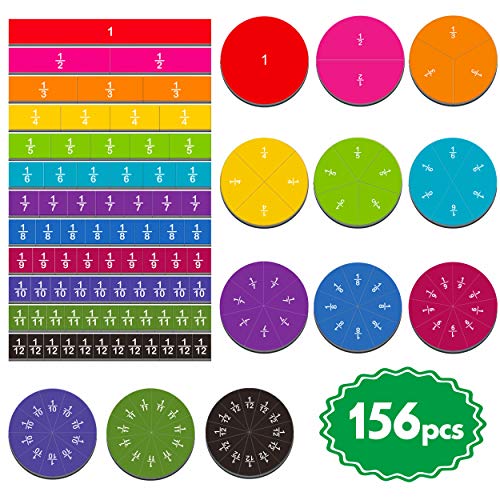 156 pcs Magnetic Rainbow Fraction Tiles Circles
