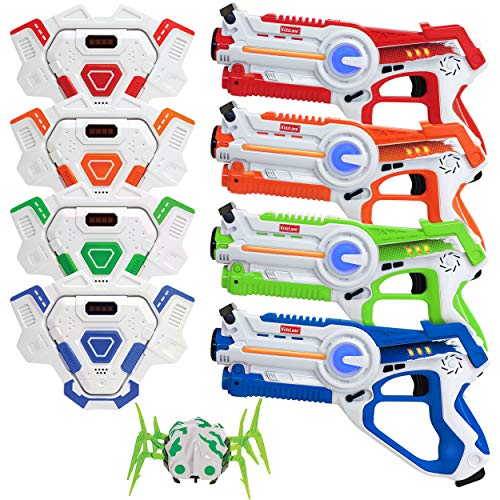 Kidzlane Laser Tag Set - 4 Players with Vest and Spider Target, Indoor/Outdoor Fun for Kids, Boys and Girls