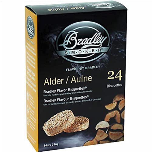 Bradley Smoker Alder Wood Bisquettes for Grilling & BBQ, 24 Pack
