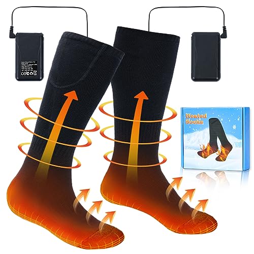 Heated Socks for Men Women Rechargeable Battery Heated Socks Winter Washable Electric Thermal Socks Foot Warmer for Outdoor Work Sports Camping Hunting Skiing Fishing - Battery Included