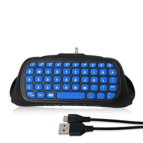 PS4 Controller Keyboard, 2.4G Wireless Rechargeable Online Gaming Live Chat Message Chatpad Keypad with 3.5mm Audio Aux-in Headset for Sony Playstation 4, PS4 Slim, PS4 Pro (Controller Not Included)