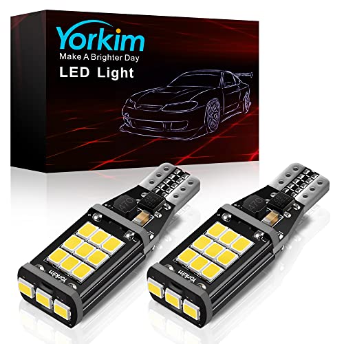 Yorkim 921 LED Bulb 6000K White 921 led reverse lights Bright 21-SMD 2835 Chips Error Free T15 led Backup Light Bulbs 906 904 902 W16W 912 led lights for car, Pack of 2