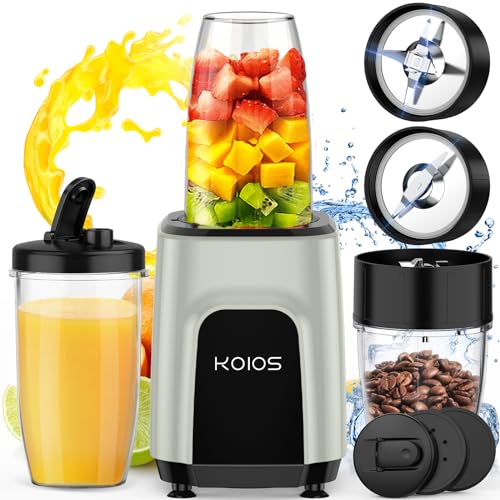 KOIOS 900W Countertop Blenders to Make Shakes and Smoothies Protein Drinks Baby Food Nuts Spices, Beans Grinder, 11 Pes Personal Blender with 2x18.6oz and 10oz Cups,BPA Free