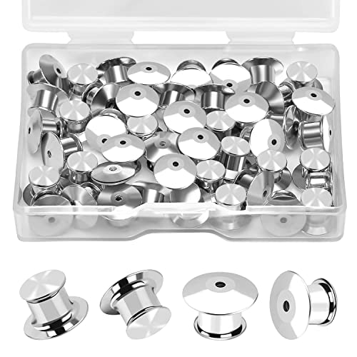 Ceryvop 30PCS Locking Pin Backs Locking Pin Keepers Clasp, Metal Pin Locks Back