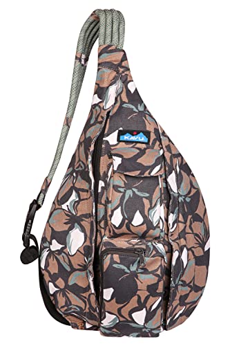 KAVU Original Rope Bag Sling Pack with Adjustable Rope Shoulder Strap - Floral Mural