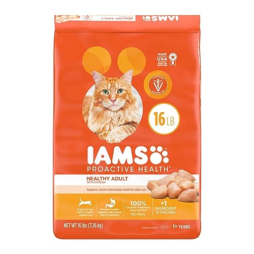 IAMS PROACTIVE HEALTH Adult Healthy Dry Cat Food with Chicken Cat Kibble, 16 lb. Bag