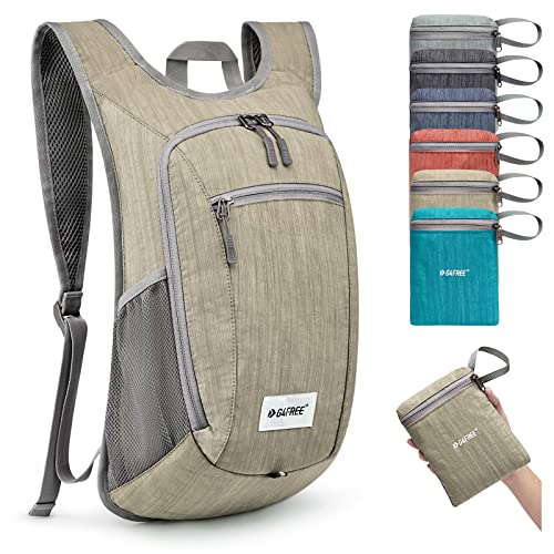 G4Free 10L/15L Hiking Backpack Lightweight Packable Hiking Daypack Small Travel Outdoor Foldable Shoulder Bag(Beige)