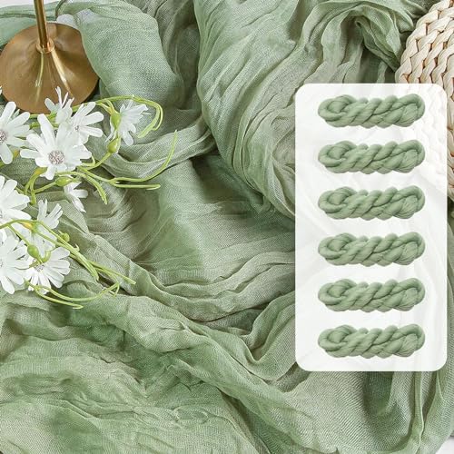 FEXIA 6 Pack Sage Green Table Runner 35x120 Inches for Baby Shower Decoration Gauze Rustic Table Runner for Wedding Party First Communion Centerpiece Engagement Bridal Shower Boho Decoration