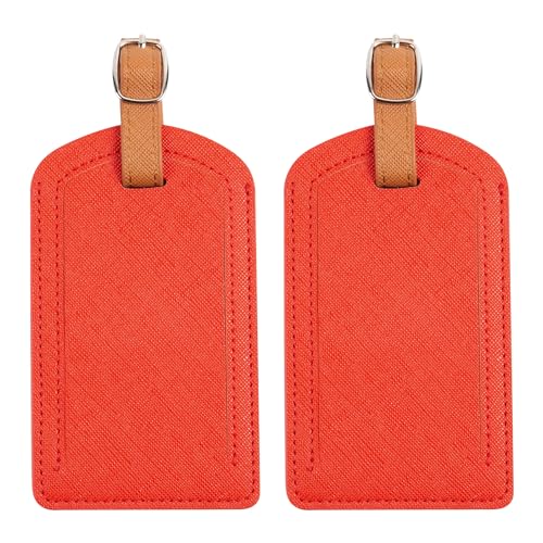Premium Colored Luggage Tags for Luggage, Travel Bags and Suitcases by Adventure Goods - Red (Pack of 2)