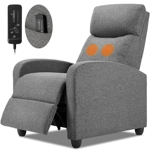 SMUG Recliner Chair for Adults, Massage Reclining Chair for Living Room, Adjustable Modern Recliners Chair, Home Theater Seating Single Sofa Recliner with PU Leather Padded Seat Backrest (Deep Grey)