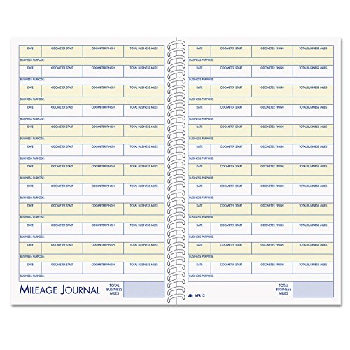 Adams ABFAFR12 Vehicle Mileage and Expense Journal, 5-1/4' x 8-1/2', Fits the Glove Box, Spiral Bound, 588 Mileage Entries, 6 Receipt Pockets,White