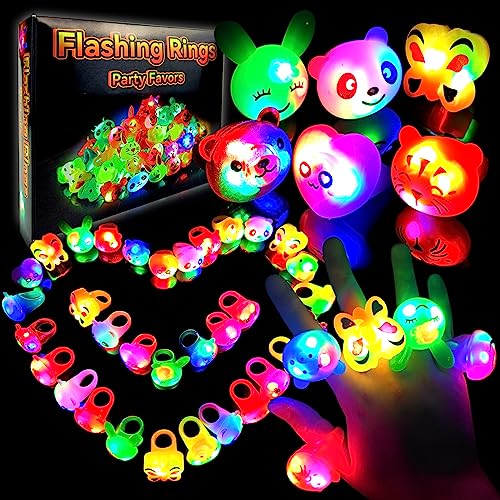 Wakestar - 24 Pack LED Light Up Bumpy Rings Party Favors For Kids Prizes Box Toys For Birthday Classroom Rewards Treasure Box Prizes Toys Glow Party Supplies