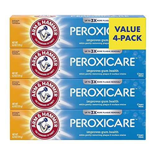 Arm & Hammer Peroxicare Toothpaste, Clean Mint Flavor, Improves Gum Health, 6.0oz (4-Pack)