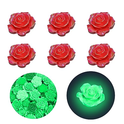 Noctilucent Flower Resin Croc Charms for Girls Cute Flower Shoe Charms for Adults Teens Kids Shoe Decoration Charms with Buttons for Clog Sandals Birthday Party Gift(red)