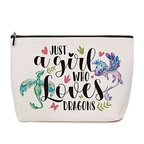 Dragon Gifts for Girls Dragon Gifts for Dragon Lover Dragon Makeup Bag Christmas Graduation Birthday Gifts for Woman Her Daughter Friend Sister Animal Lovers Just A Girl Who Loves Dragons