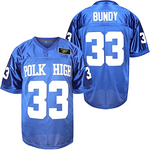 33 AL Bundy Football Jersey, Blue Shirt 90S Hip Hop Clothing Party(Blue, Large)