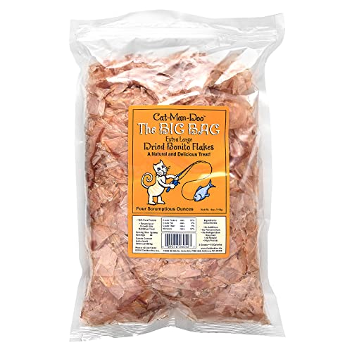 Cat-Man-Doo Extra Large Dried Bonito Flakes Treats for Dogs & Cats - All Natural High Protein Flakes - 4oz. / 112g Bag