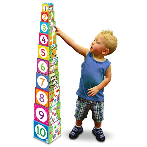 Learning Journey International LLC Play & Learn - Stacking Cubes - STEM Toddler Toys & Gifts for Boys & Girls Ages 12 Months and Up - Mind Building Developmental Learning Toy, Multi (100257)