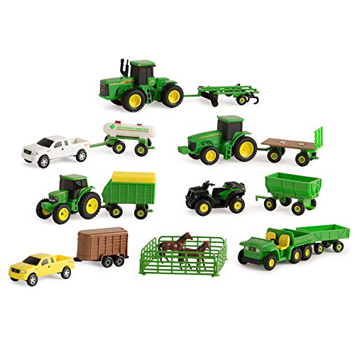 John Deere Tractor Toy and Truck Toy Value Set - 20 Farm Toys - Includes Tractors, Trucks, Fencing, and Horse Toy - Toddler Ages 5 Years and Up