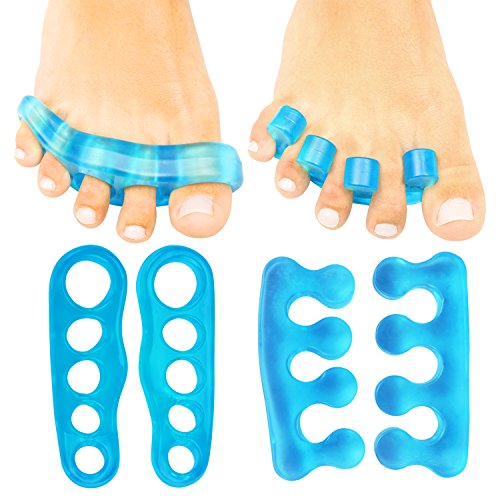 VIVEsole Toe Separators for Men & Women Medium (2 Pairs) - Silicone Gel Spreaders - Therapeutic Spa Stretchers for Plantar Fasciitis, Bunions, Overlapping Hammer Toe Spacers - Metatarsal Yoga Cushion