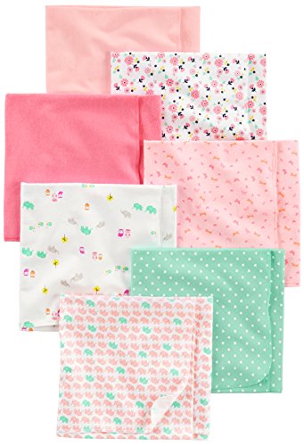 Simple Joys by Carter's Unisex Babies' Muslin burp cloths, Pack of 7, Pink/White, One Size