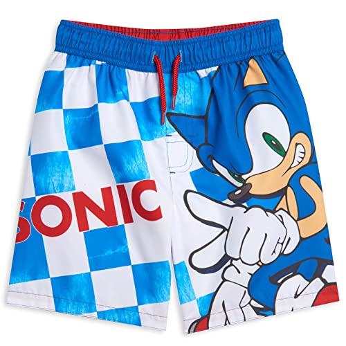 SEGA Sonic The Hedgehog Little Boys Swimwear Swim Trunks Bathing Suit, 5-6, Blue